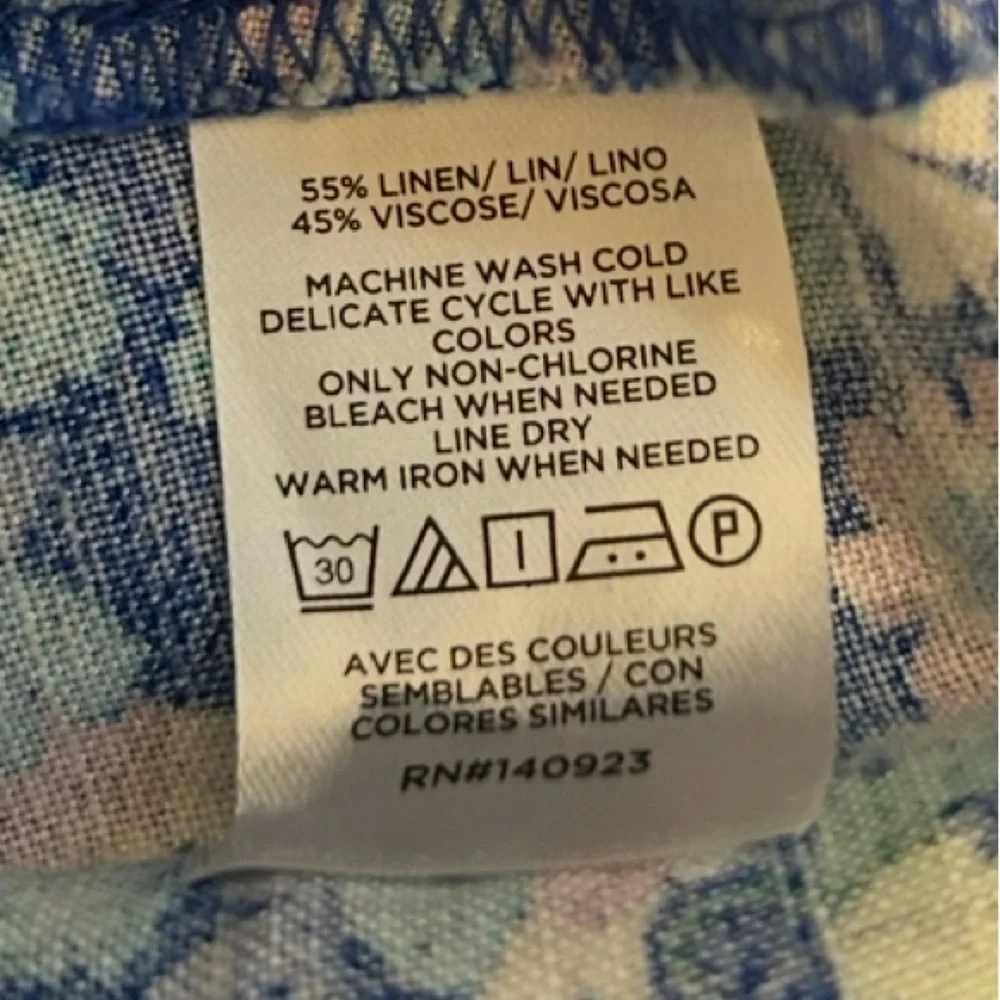 LOFT Linen Blend Blue Floral A-Line Mini Skirt Size 12
